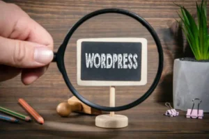 letrero wordpress y lupa